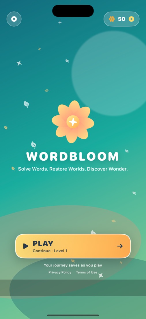 WordBloom welcome screen